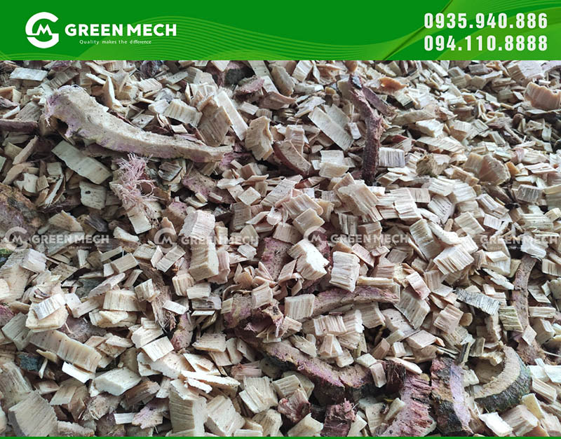 Dăm gỗ được sản xuất từ máy băm dăm gỗ GREEN MECH