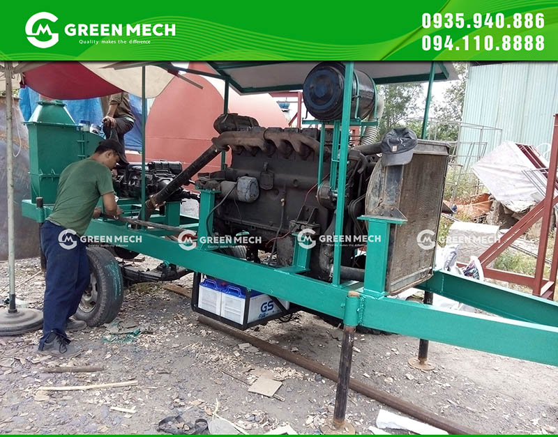 Máy băm gỗ di động chạy dầu 5 tấn GREEN MECH