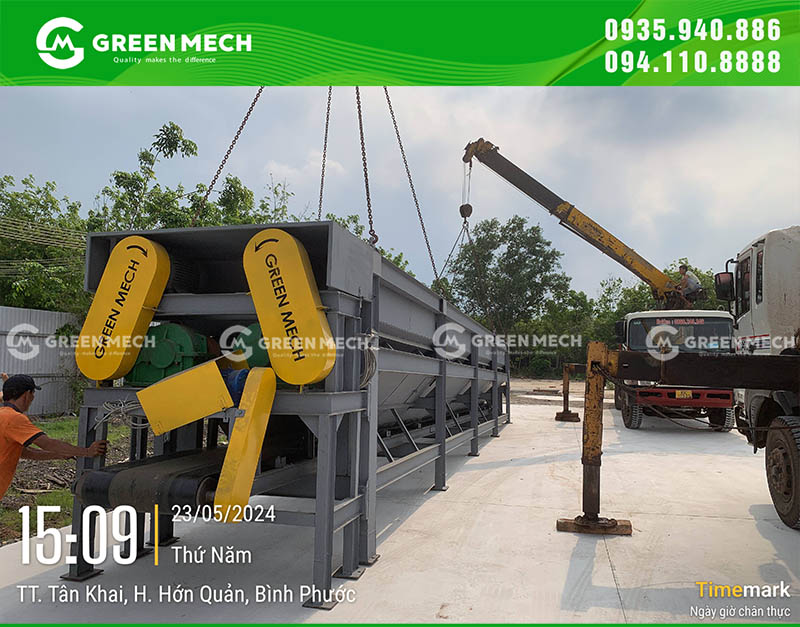 GREEN MECH đã sản xuất và vận chuyển thành công máy bóc vỏ cây 2 trục đến Bình Phước