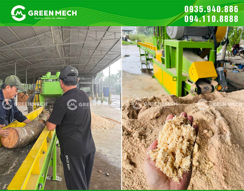 Mùn cưa thành phẩm từ máy nghiền gỗ GM-400SM rất mịn