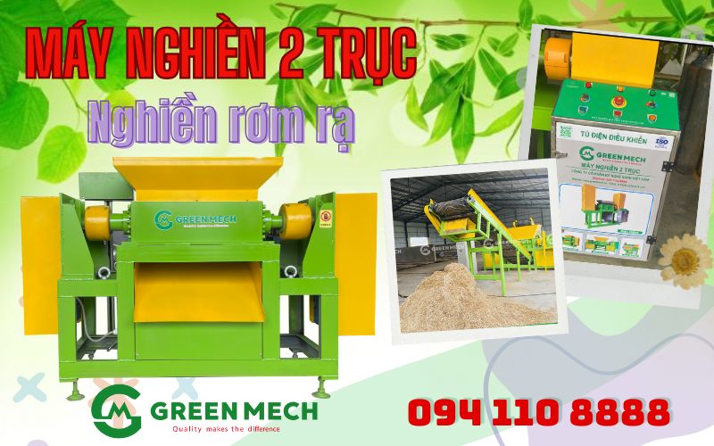 Máy nghiền 2 trục nghiền rơm rạ tại GREEN MECH