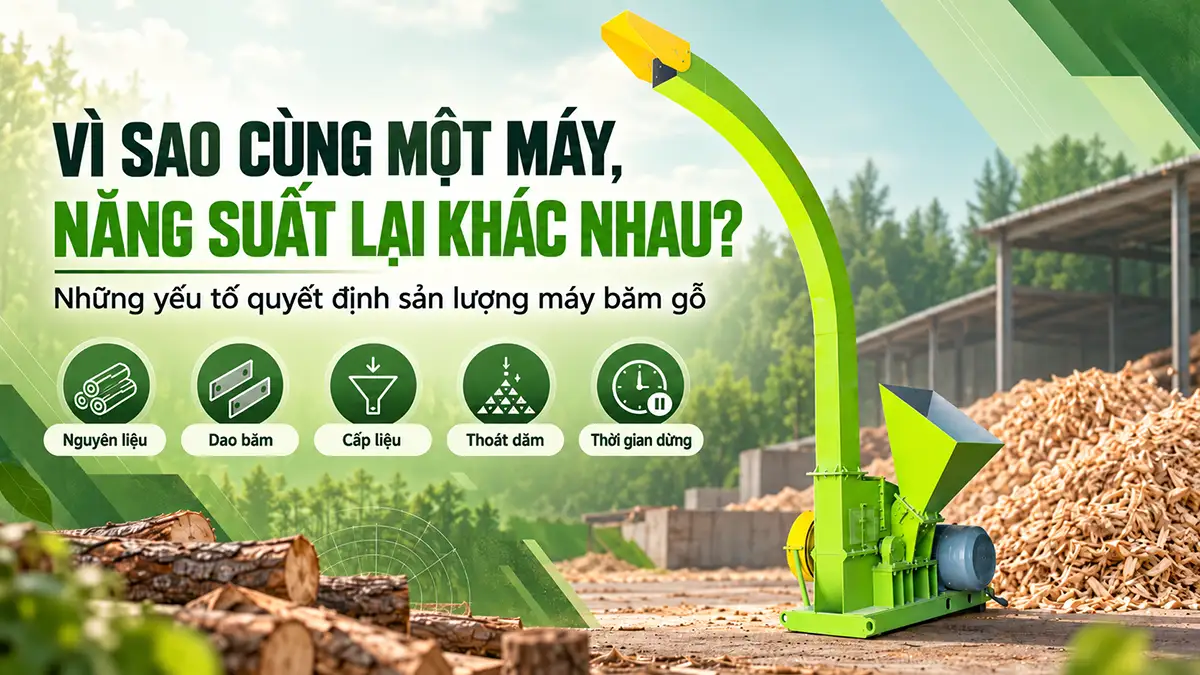 Năng suất máy băm gỗ phụ thuộc vào đâu?
